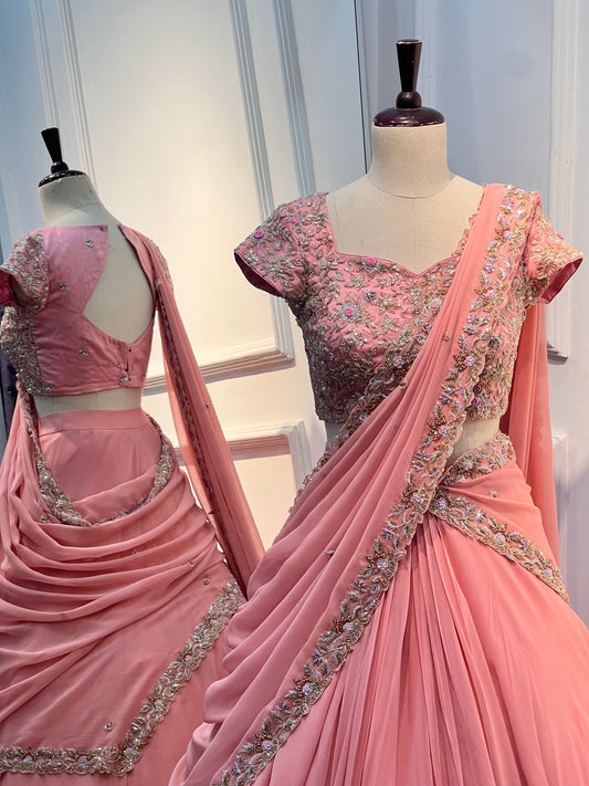 Peach pink Lehenga