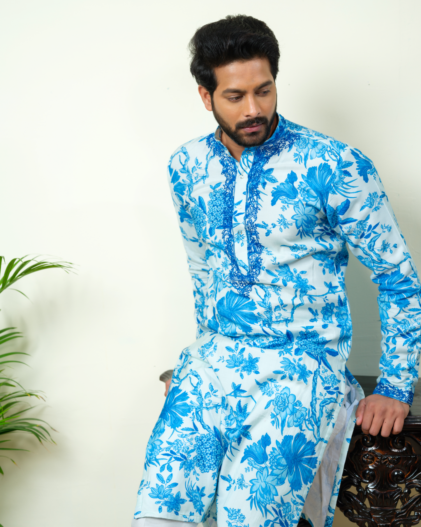 Blue Printed Kurta with pants