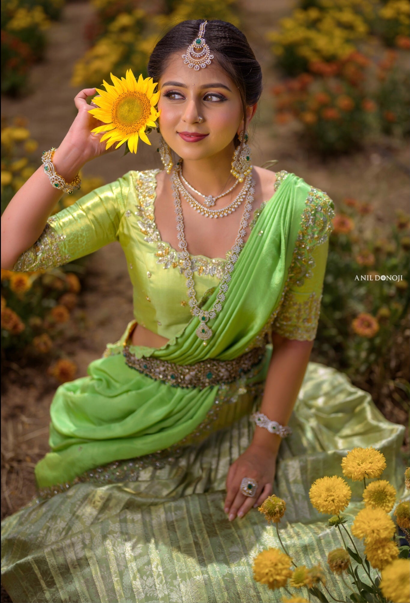 Pastel Green Kanchipattu Zardozi Lehenga Set