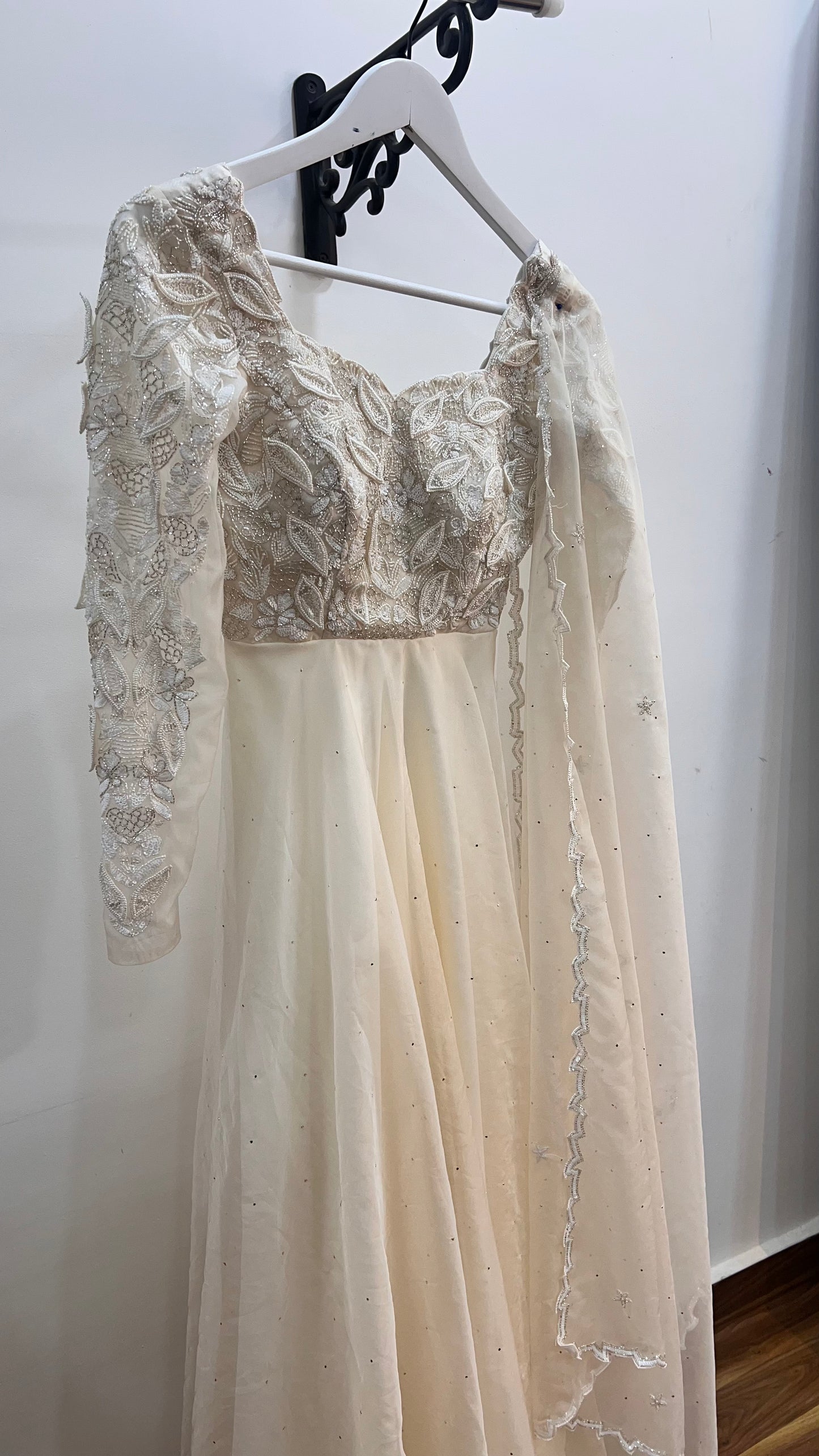 Organza Dress with Sequin Detailing & Embellished Dupatta
