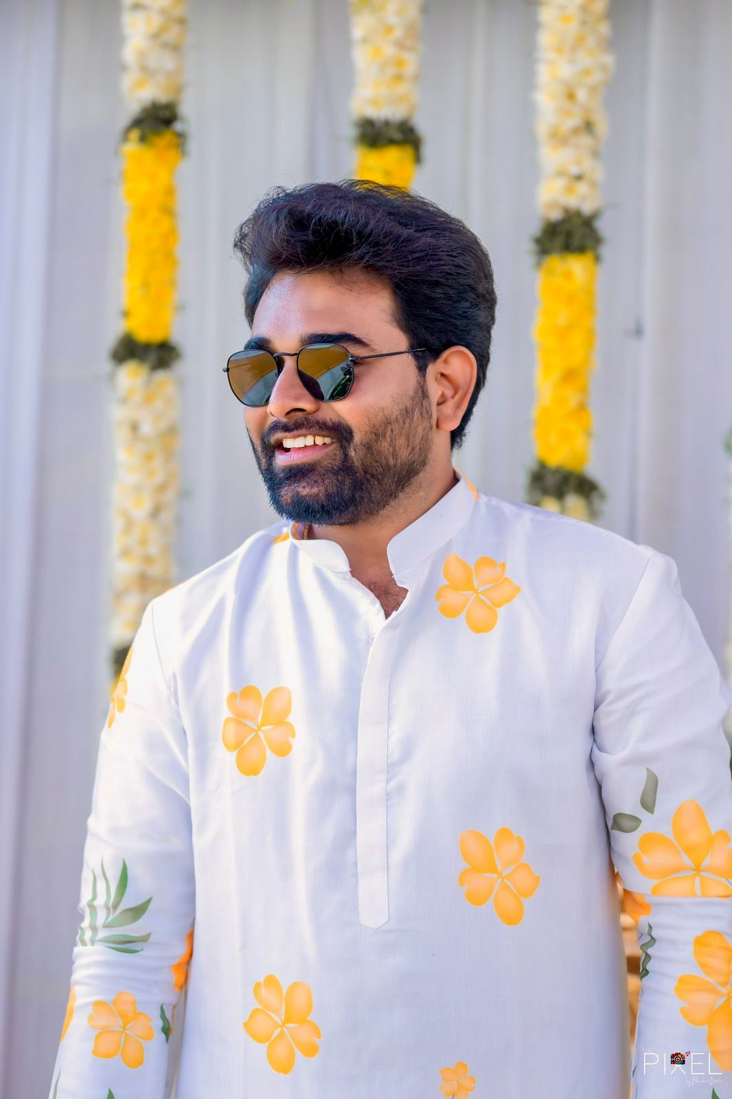 Lenin satin floral Kurtha