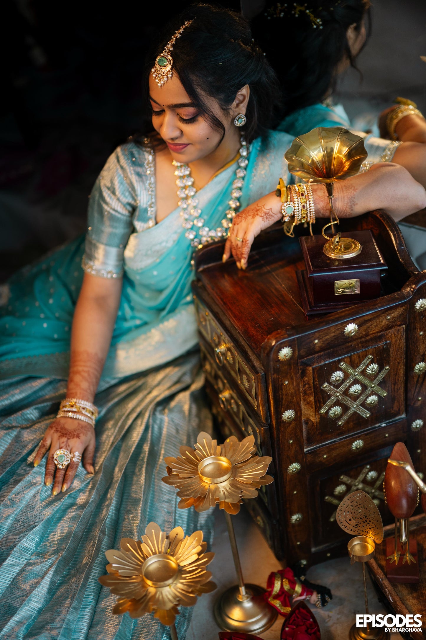 Pastel Blue Handwoven Zari Tissue Lehenga with Banarasi Georgette Dupatta