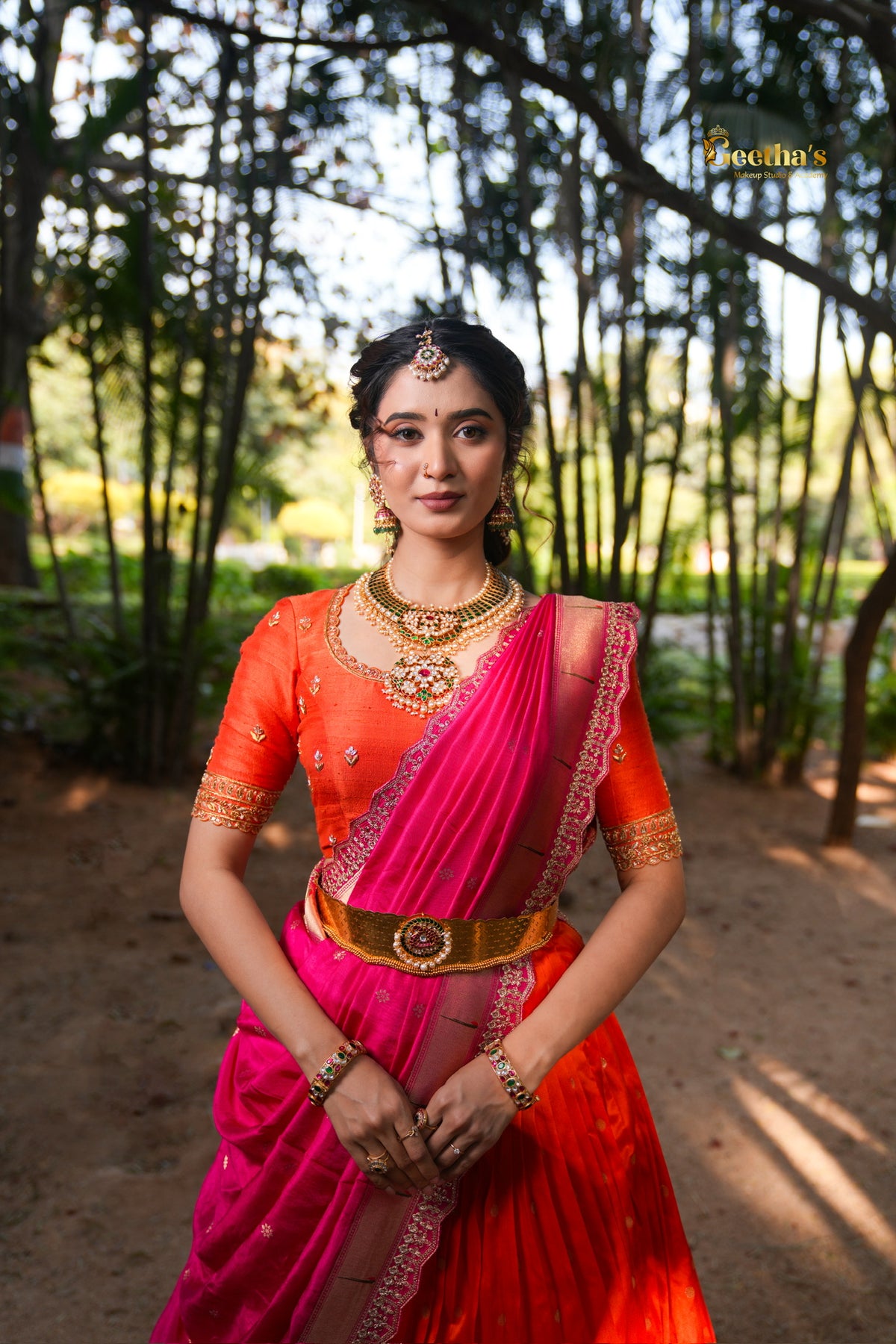 Big border Orange Paithani Lehenga