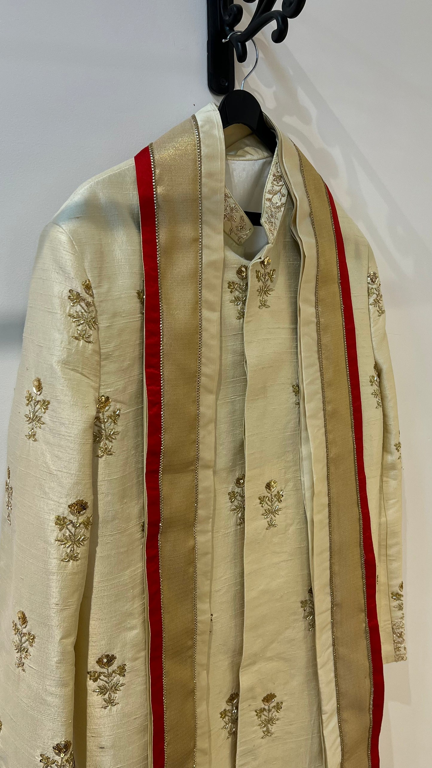 Off-White Red Dhothi Set