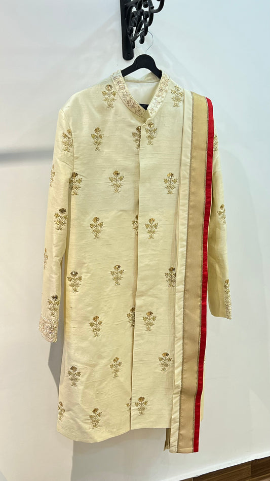 Off-White Red Dhothi Set