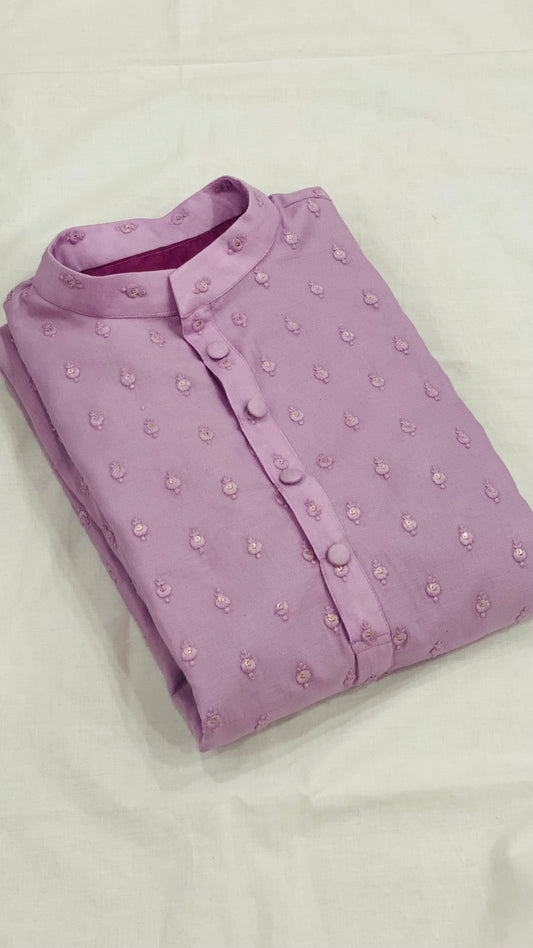 Chanderi Cotton lilac kurta
