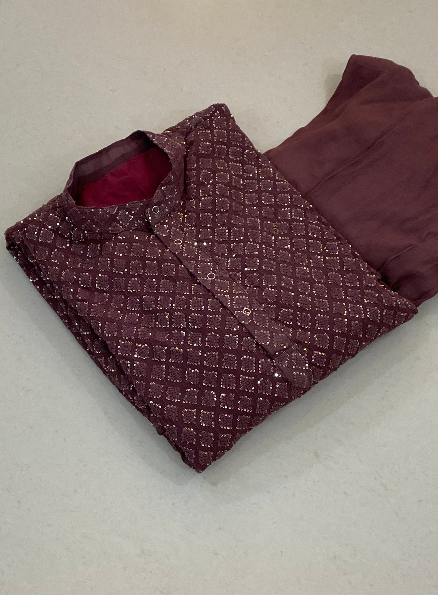 Burgundy Coffee shade Kurta Patiala