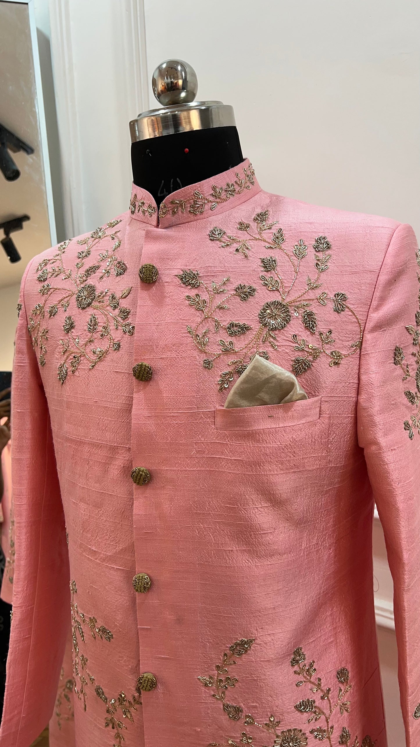 Peach Zardozi sherwani