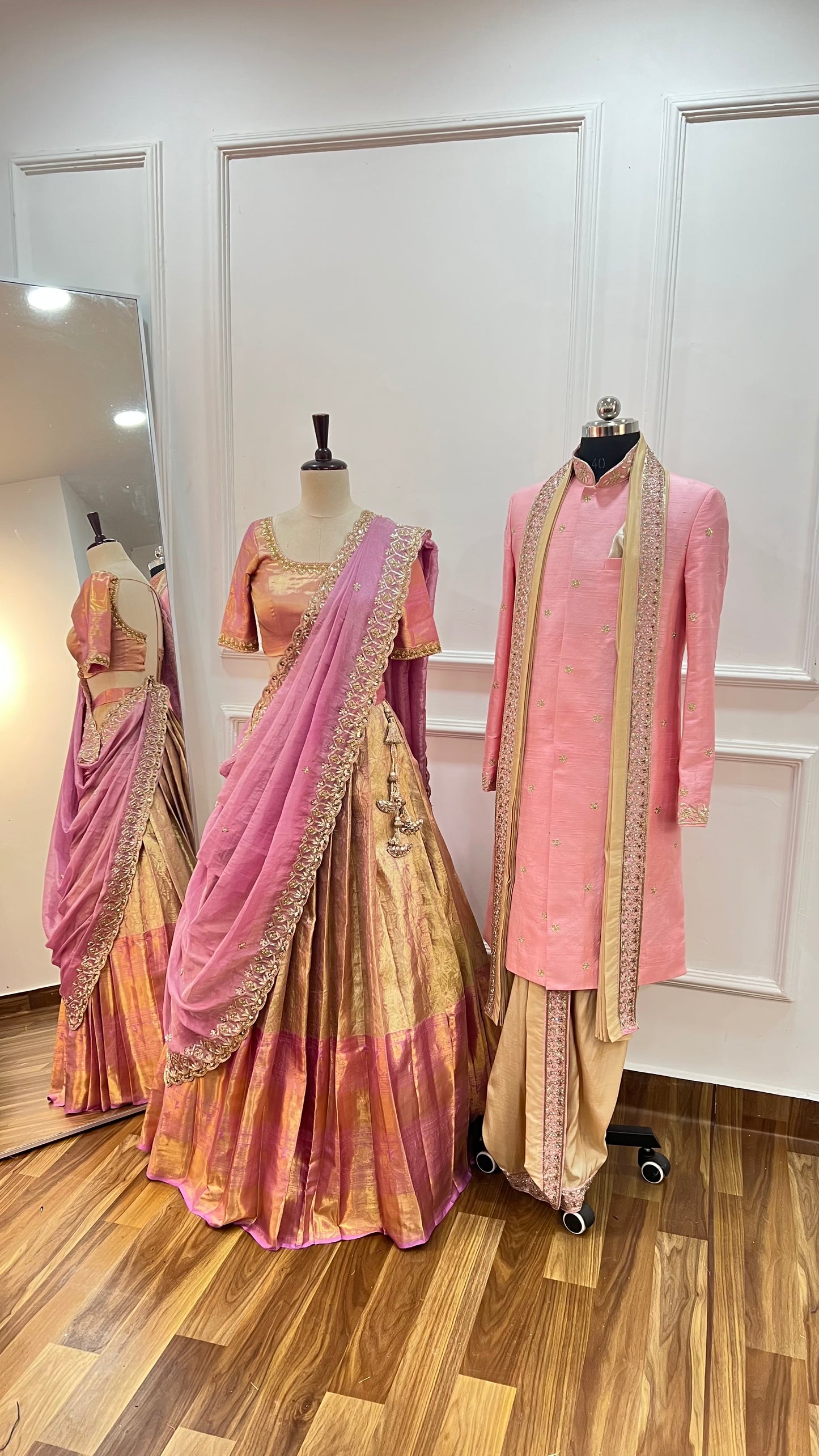 Peach Dhoti Set
