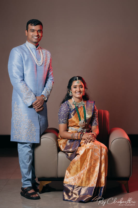 Powder Blue Sherwani Set
