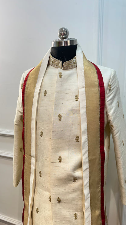 Half-White Sherwani Dhoti set
