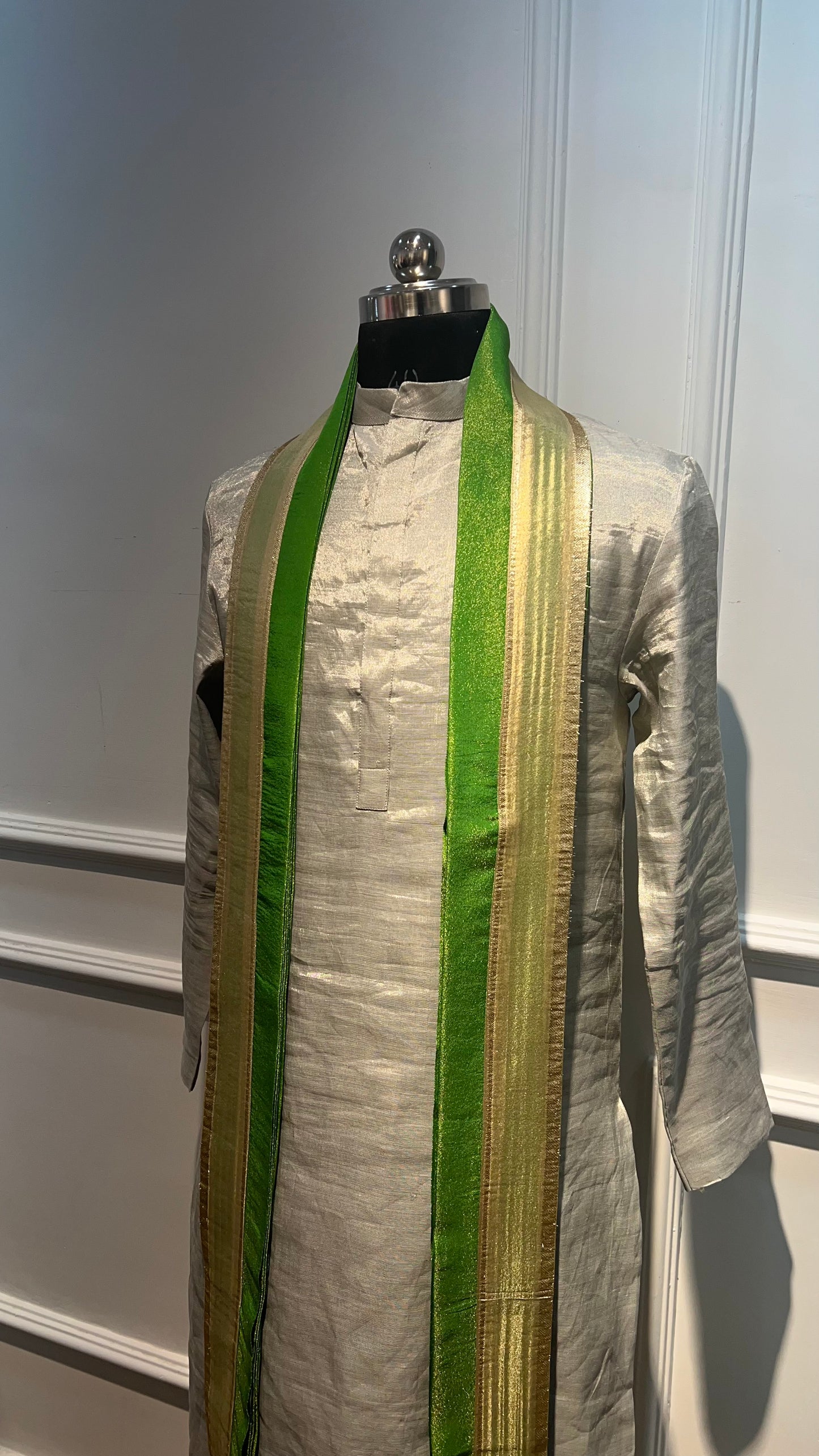 Silver Tissue Dhoti set
