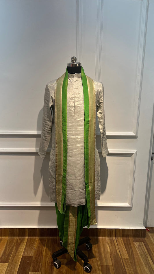 Silver Tissue Dhoti set