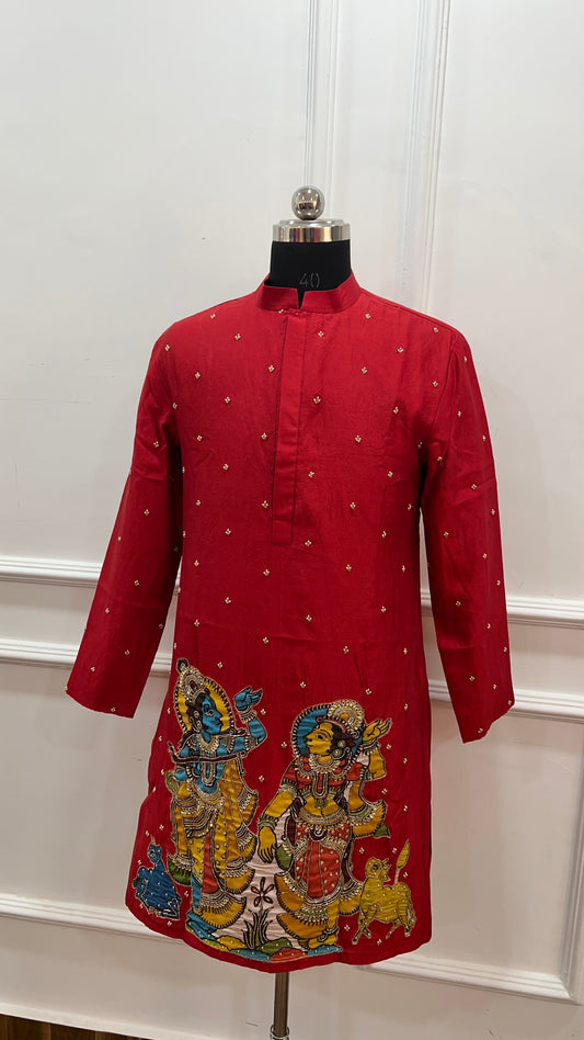 Reddish Maroon Kalamkari kurta