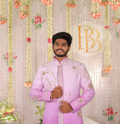 Lavender Ombre 2-shaded 3 peice Sherwani Set