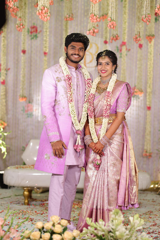 Lavender Ombre 2-shaded 3 peice Sherwani Set