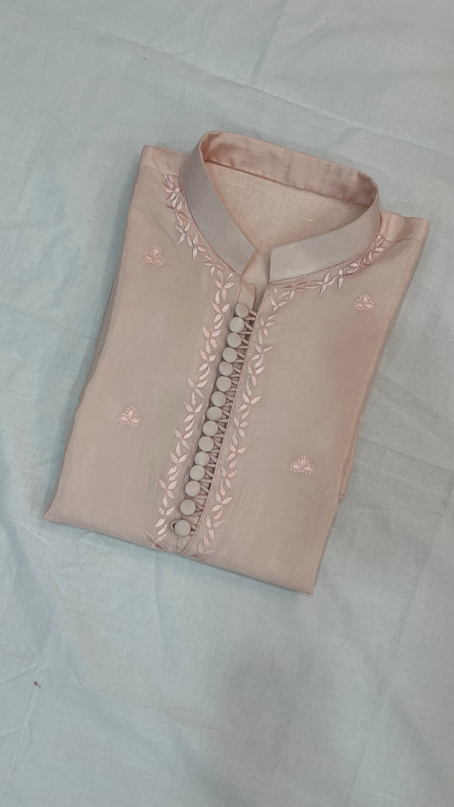 Pastel Peach embroidered Kurta
