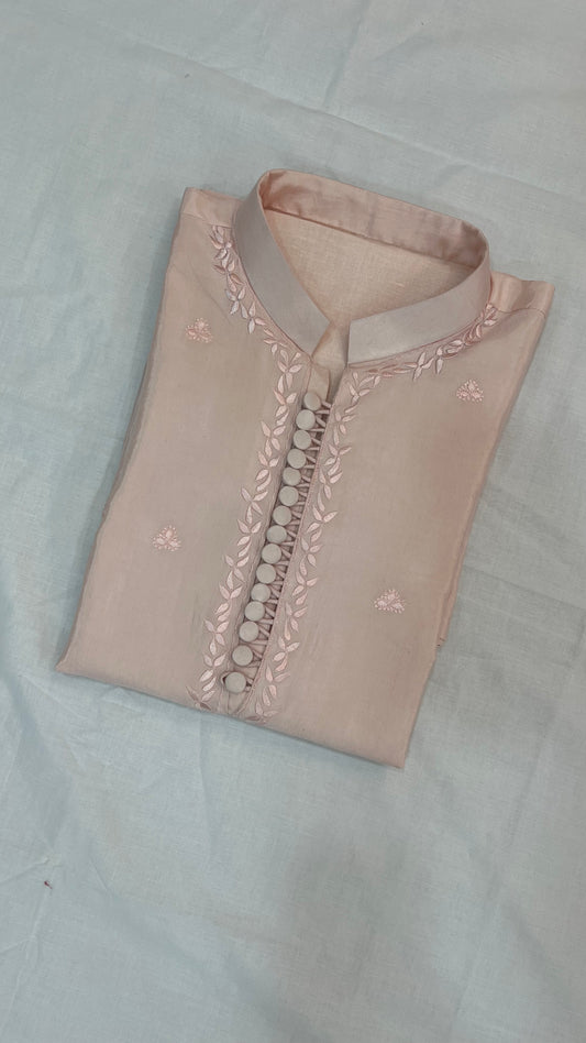 Pastel Peach embroidered Kurta