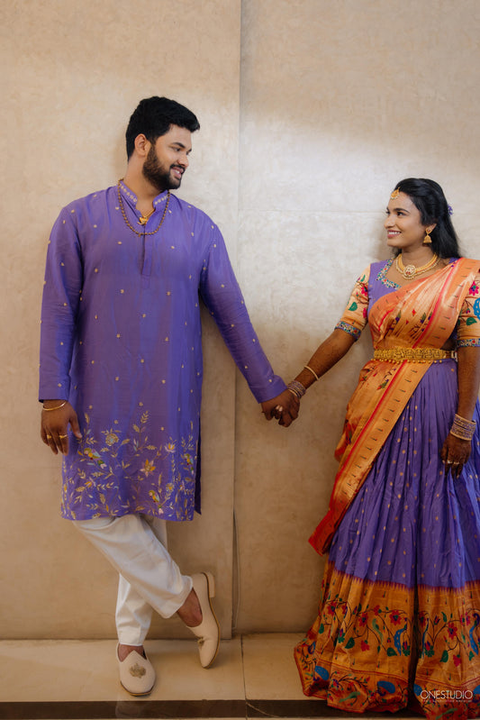 Pure Paithani Silk Handwoven Lehenga Set with Blouse and Dupatta
