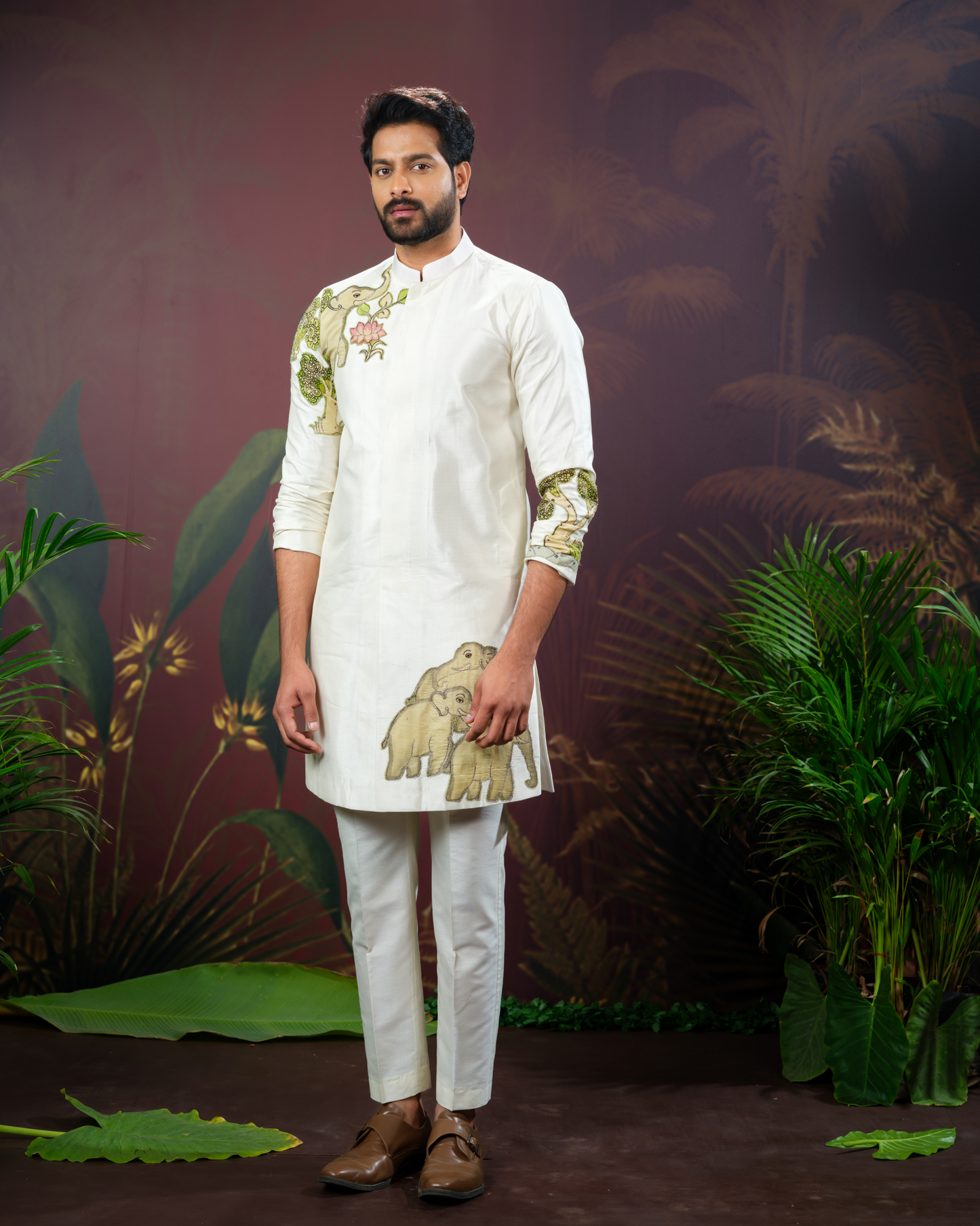 White Kurta with kalamkari patch