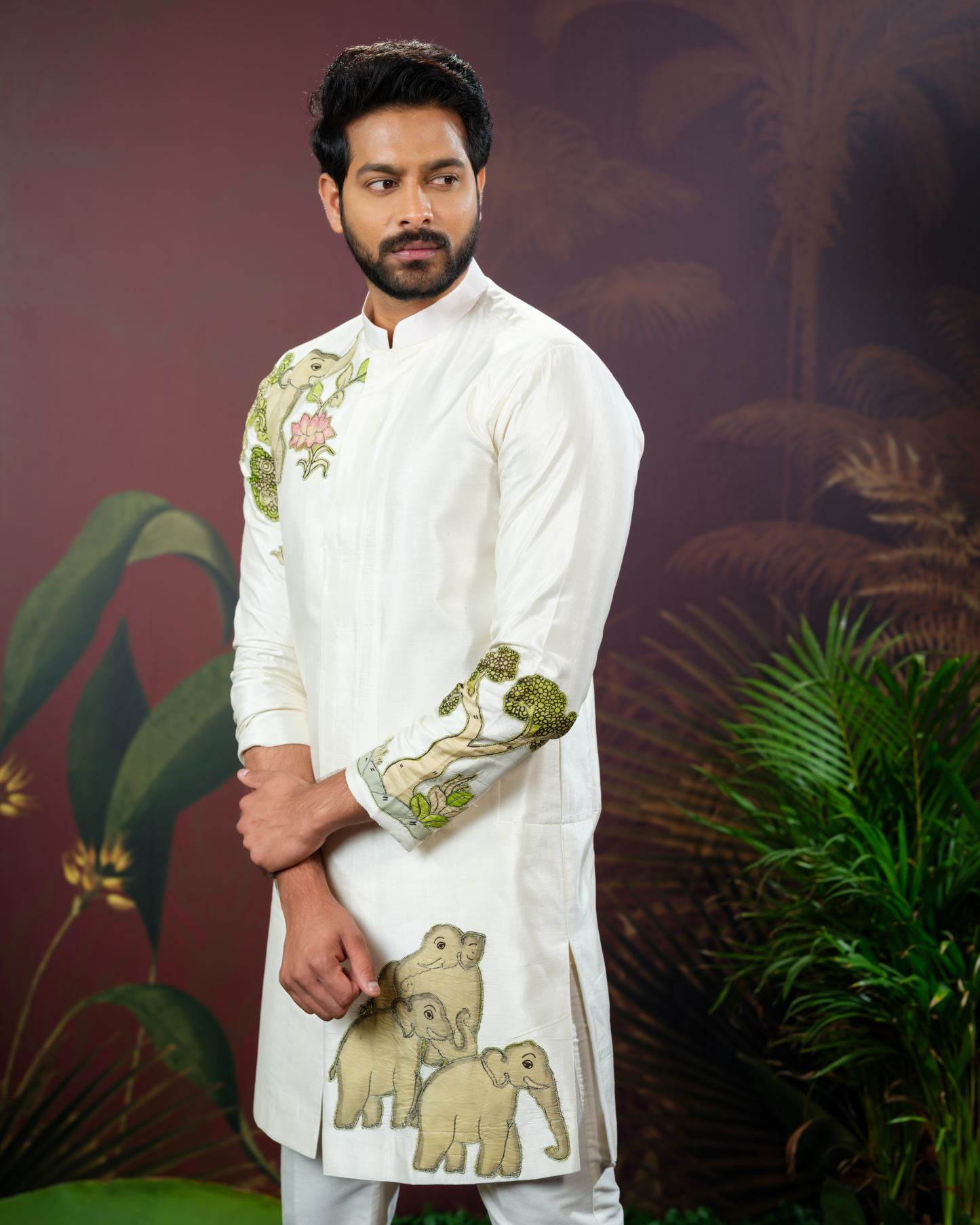 White Kurta with kalamkari patch