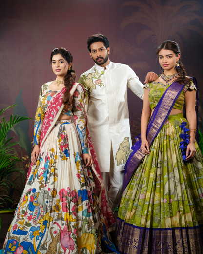 White Kurta with kalamkari patch