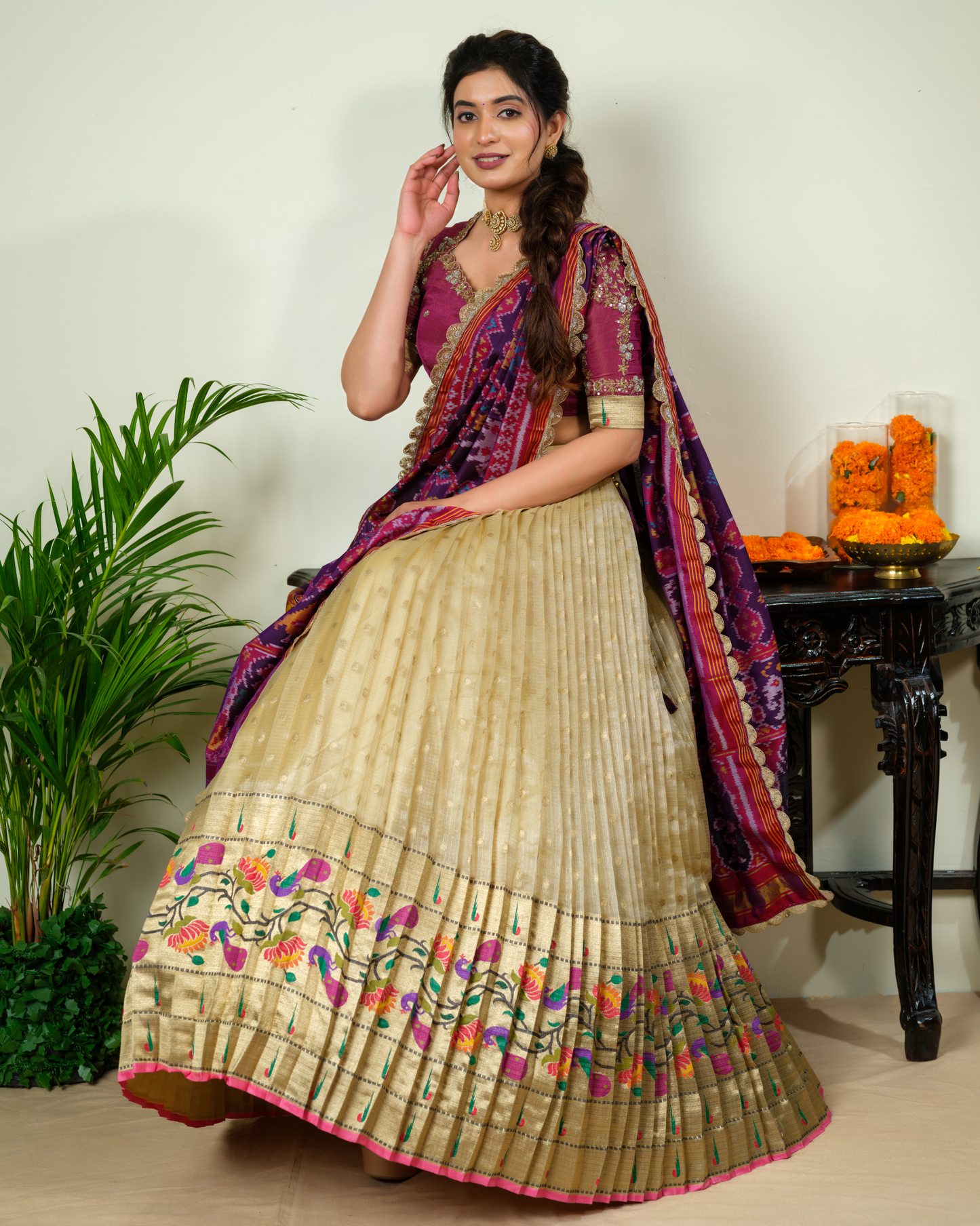 Gold Zarikota Lehenga