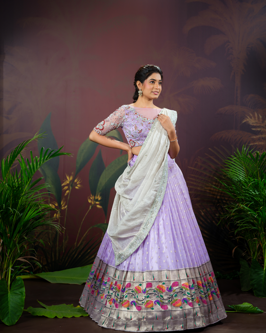 Lavender Zarikota Lehenga