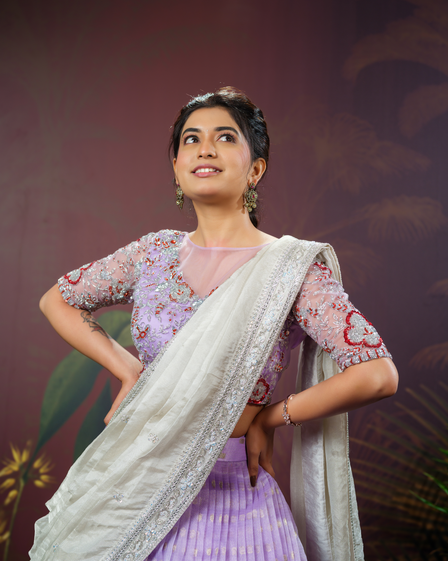 Lavender Zarikota Lehenga