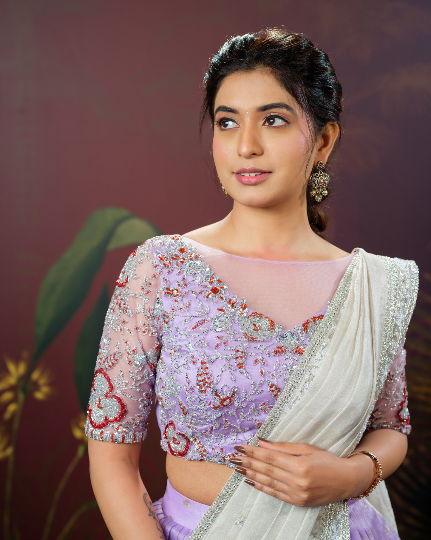 Lavender Zarikota Lehenga