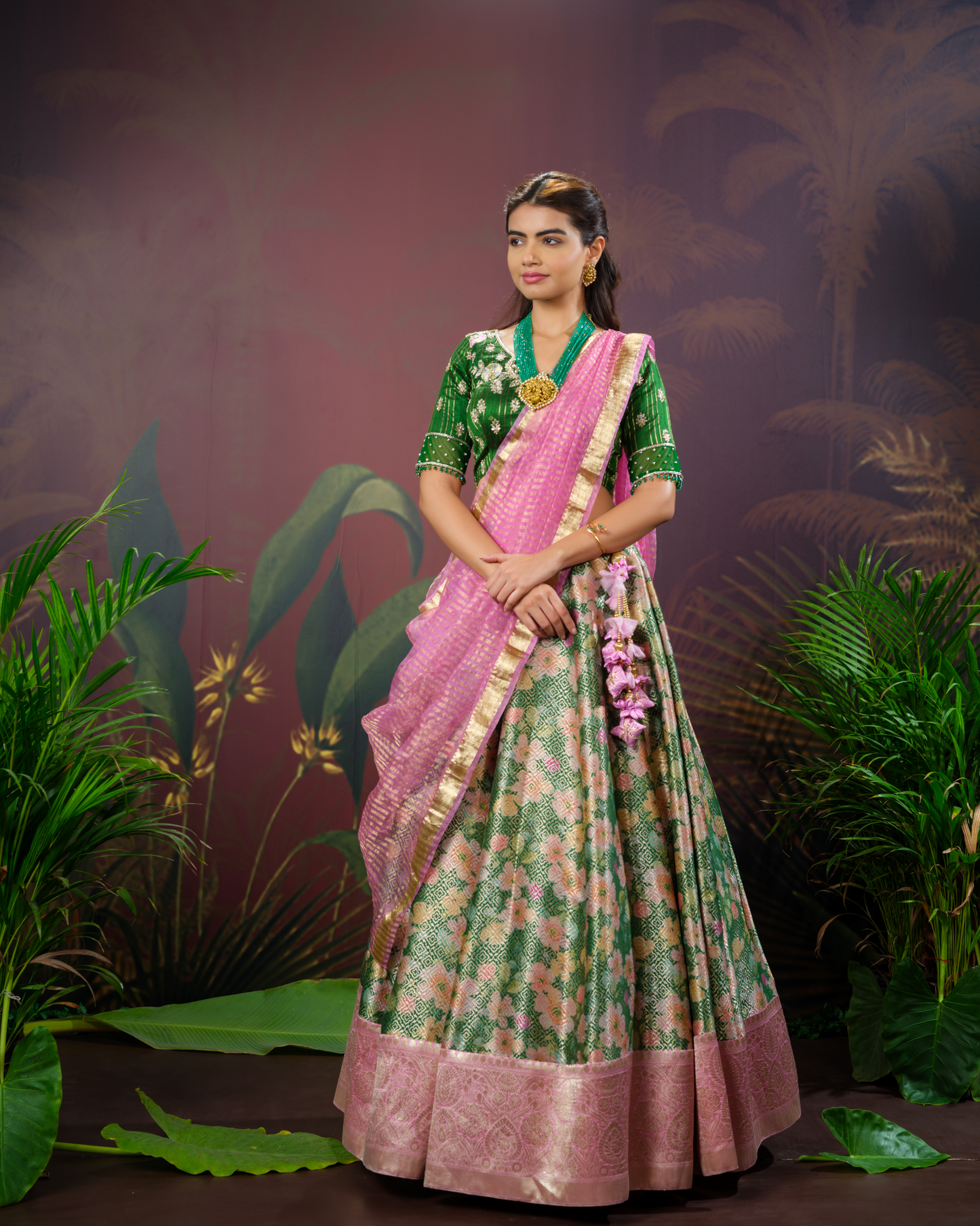 Green Banarasi Lehenga