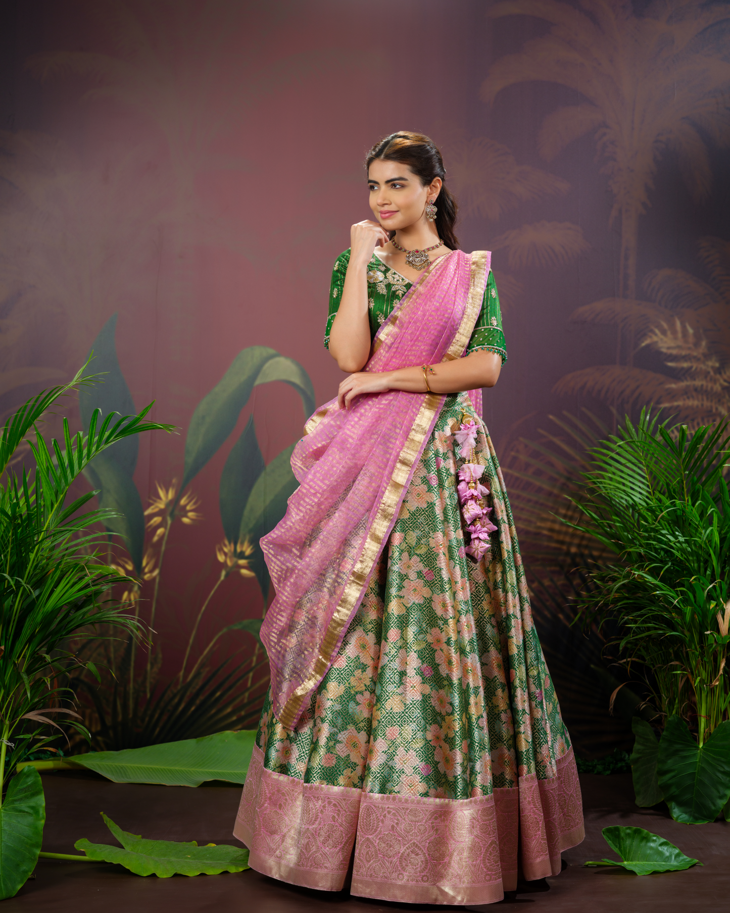 Green Banarasi Lehenga
