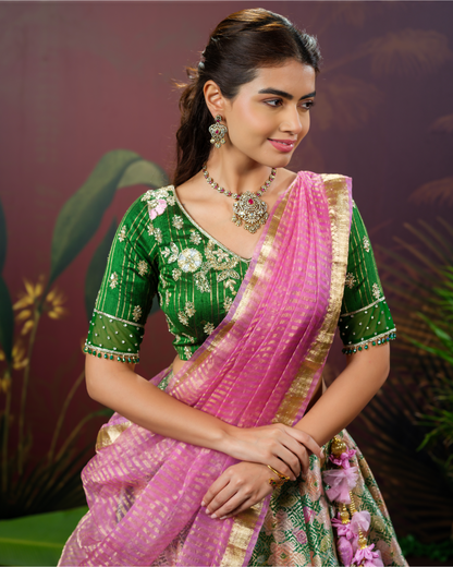 Green Banarasi Lehenga