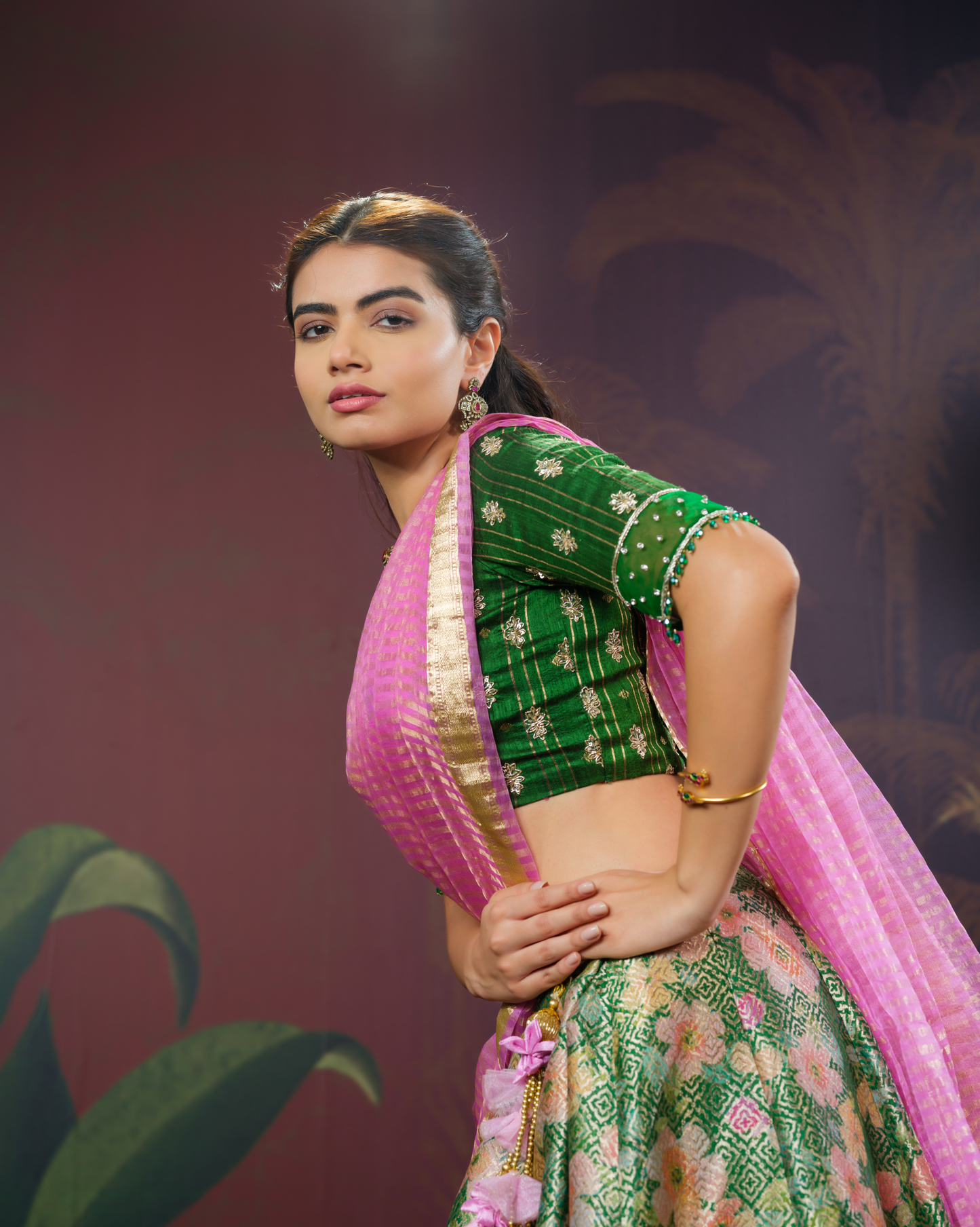 Green Banarasi Lehenga