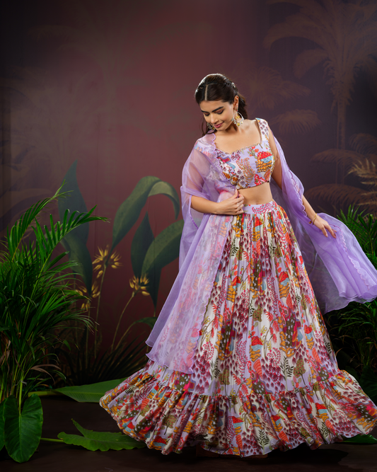 MultiColour Crop Top Lehenga