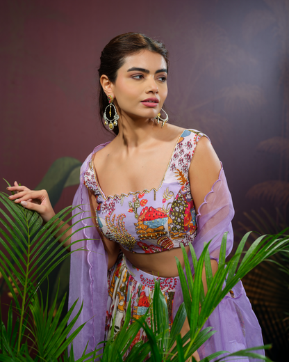 MultiColour Crop Top Lehenga
