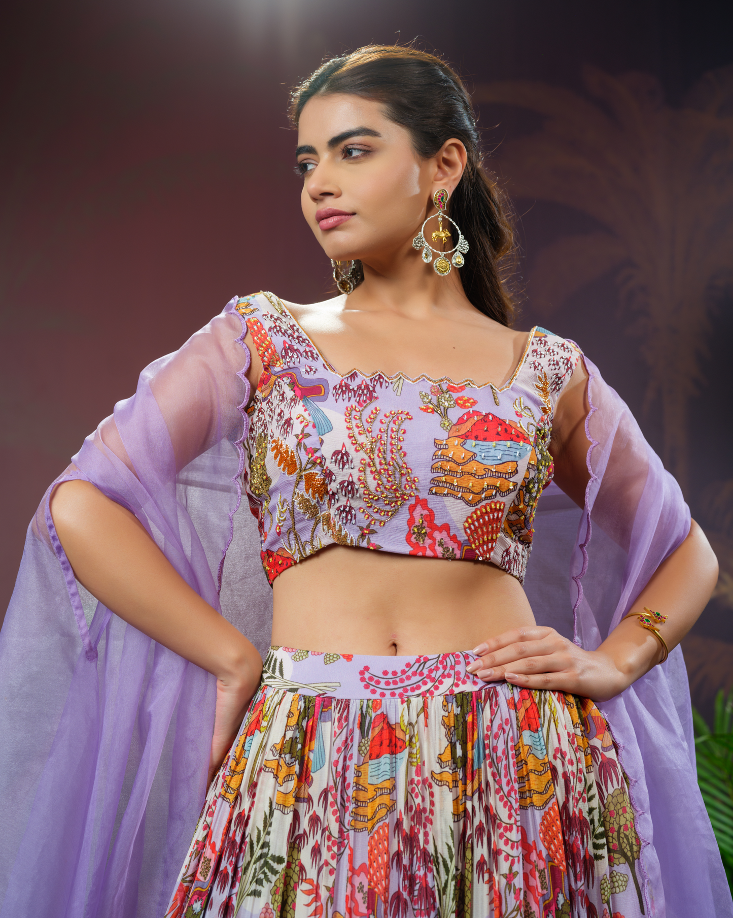 MultiColour Crop Top Lehenga