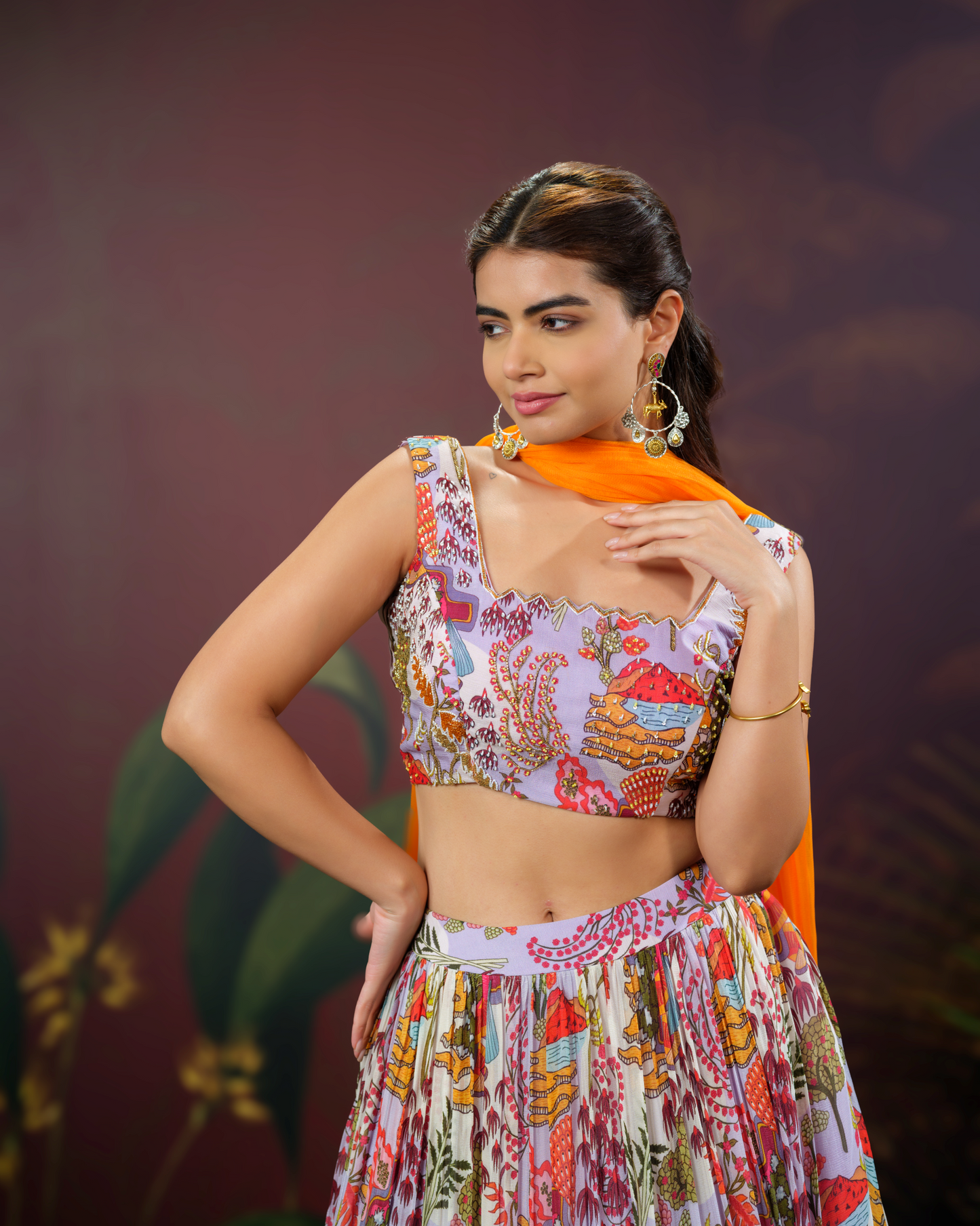 MultiColour Crop Top Lehenga