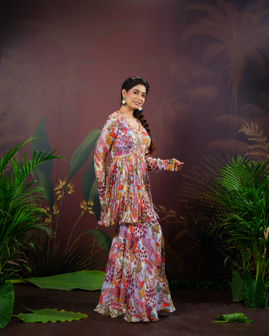 Multicolour Sharara Set
