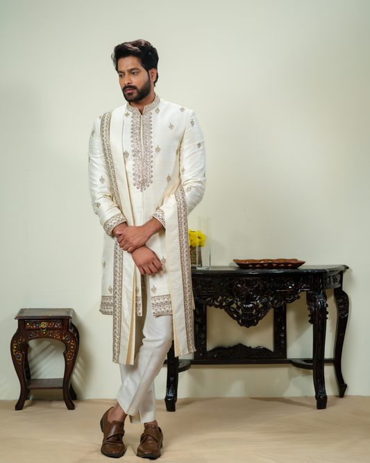 Off White Sherwani Set