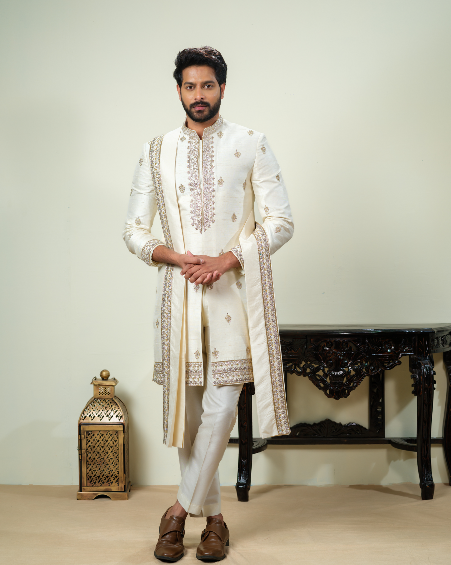 Off White Sherwani Set