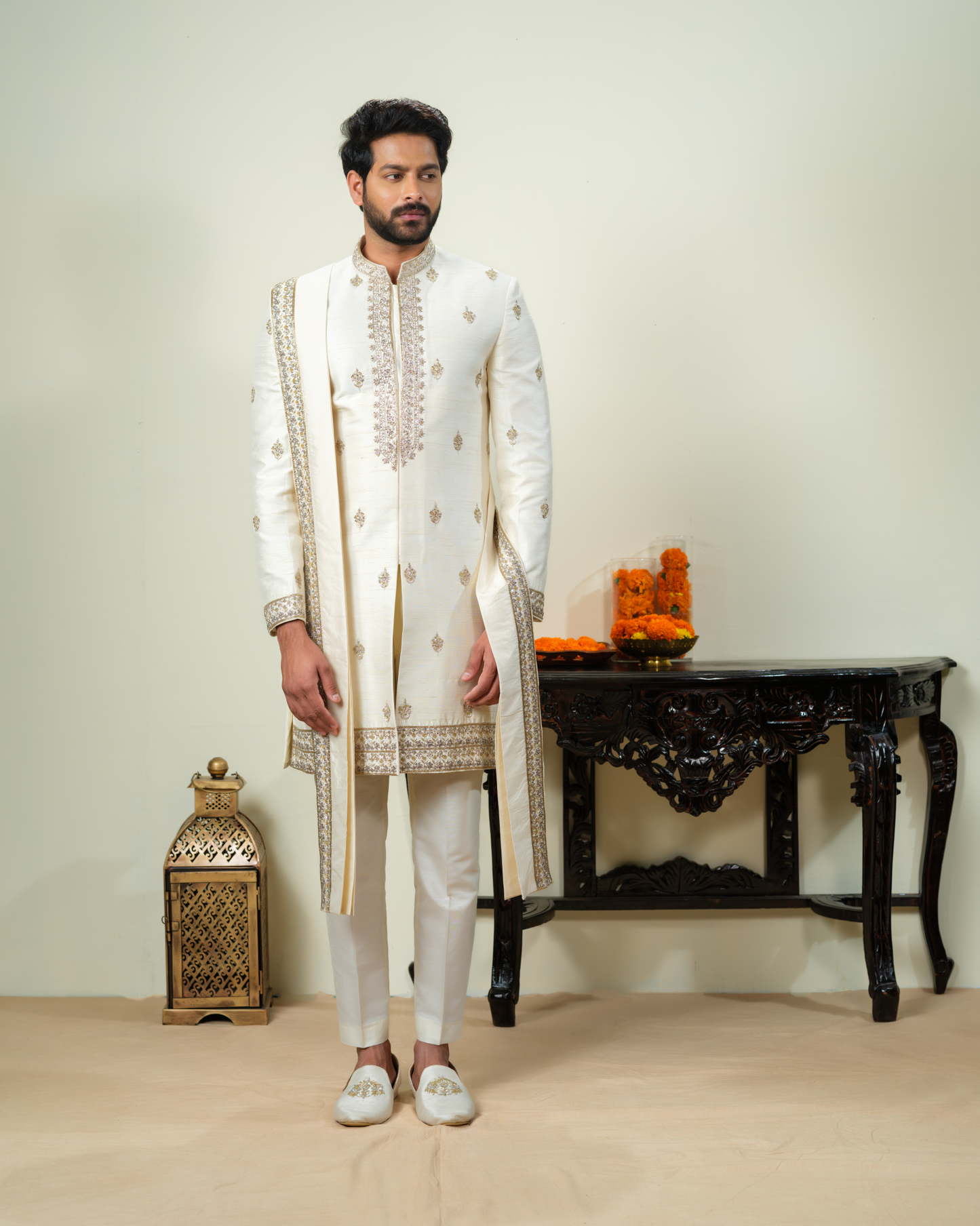 Off White Sherwani Set