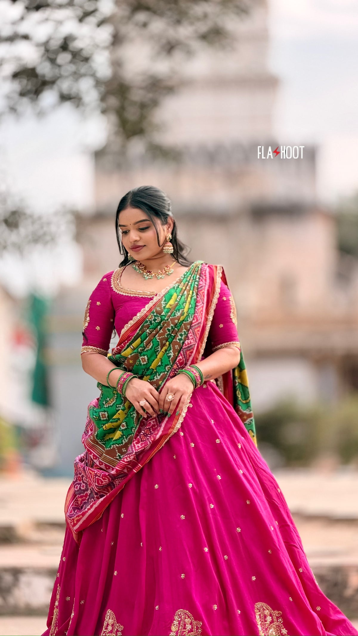 Rawsilk handwork Lehenga and blouse paired with pure payola Dhupatta