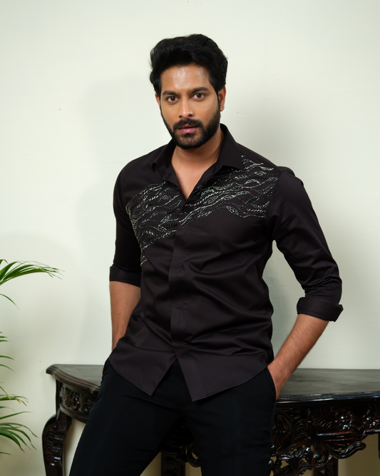 Black Hand Embroidered Shirt