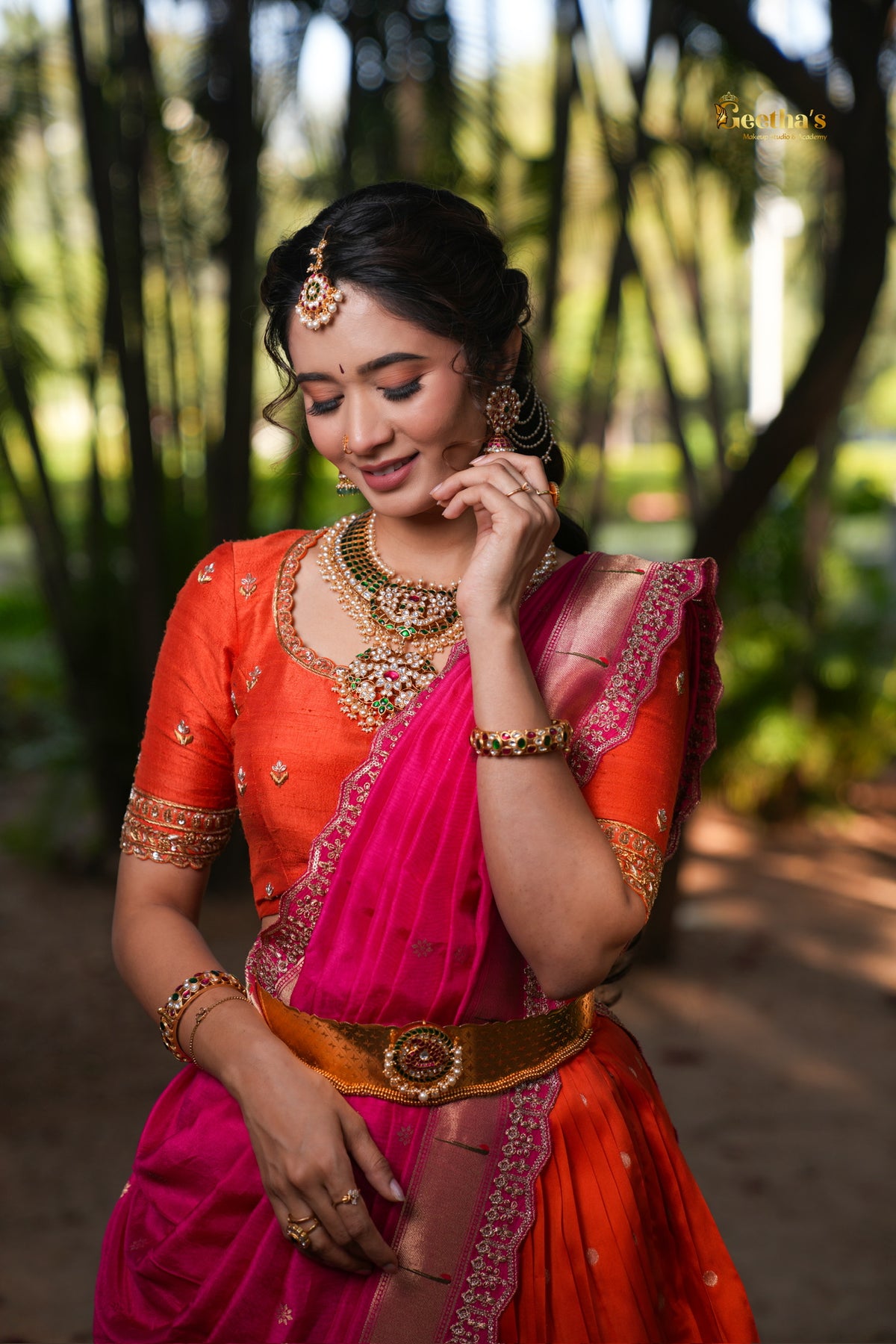 Big border Orange Paithani Lehenga