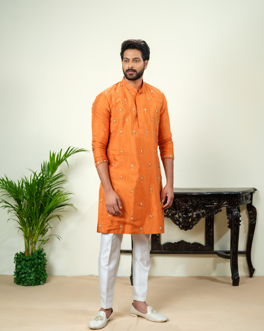 Orange Kurta with Pants
