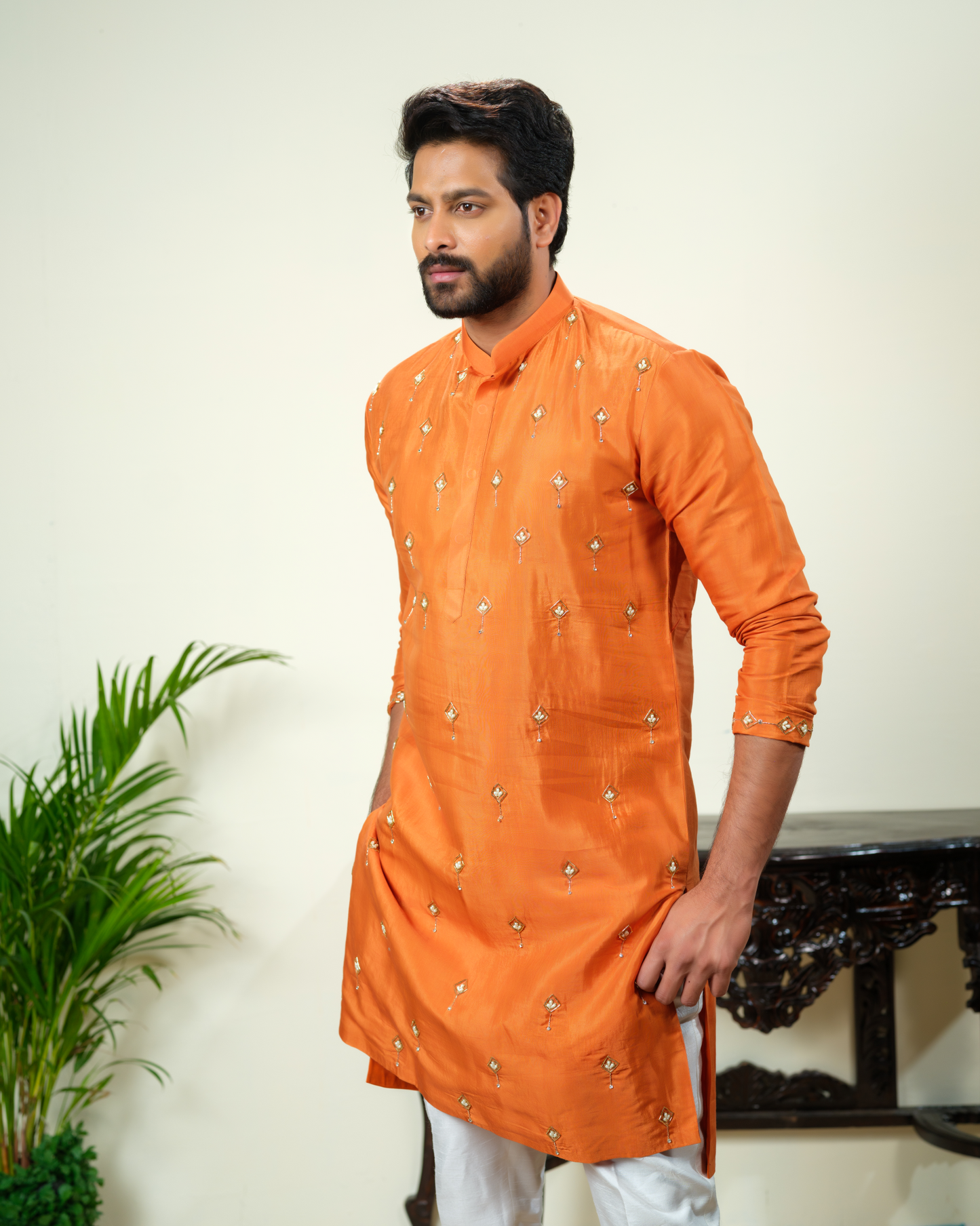 Orange Kurta with Pants