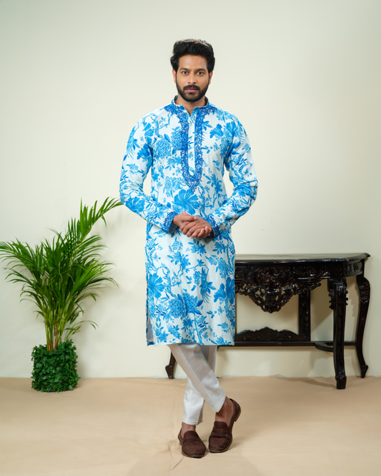 Blue Printed Kurta with pants