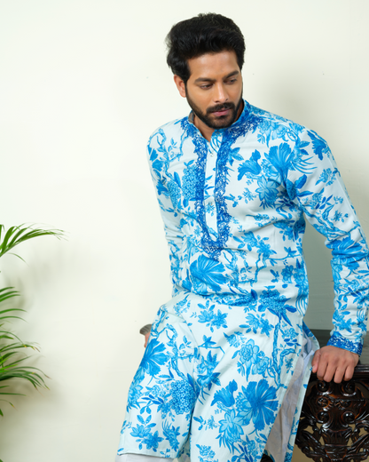 Blue Printed Kurta with pants