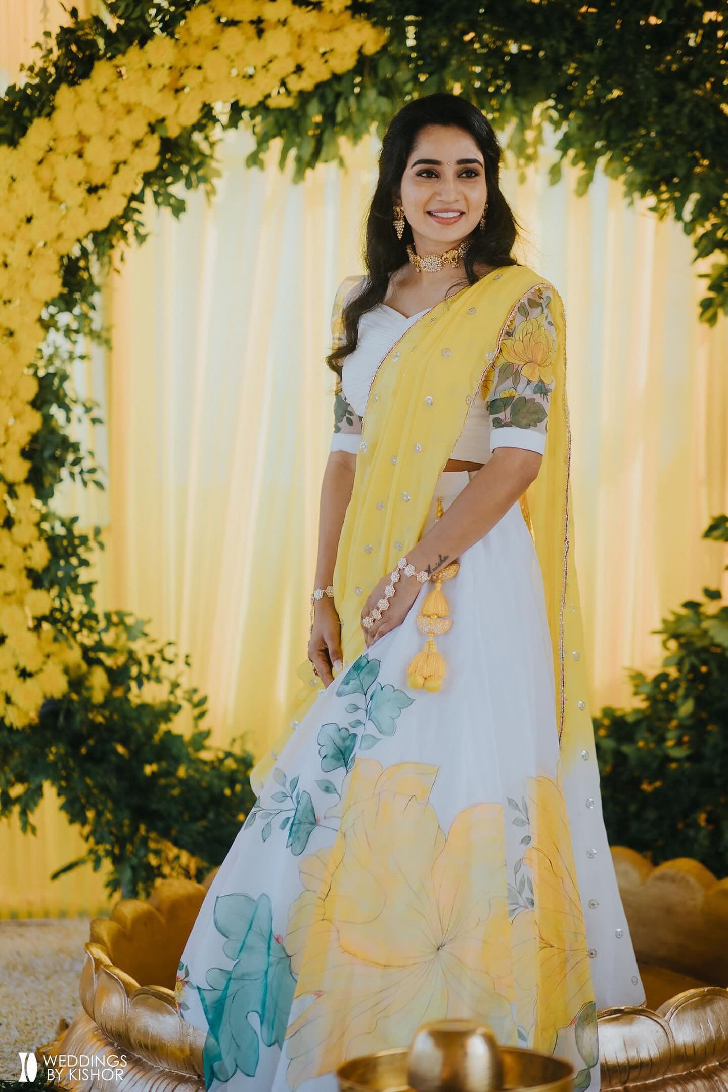 Hand Painted Haldi Lehenga